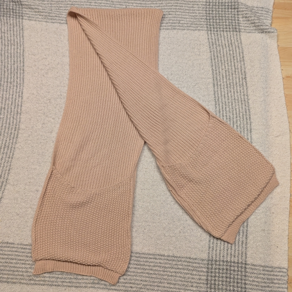 Cozy Elegant Comfortable And Warm Tan Soft Scarf With Inside Pockets